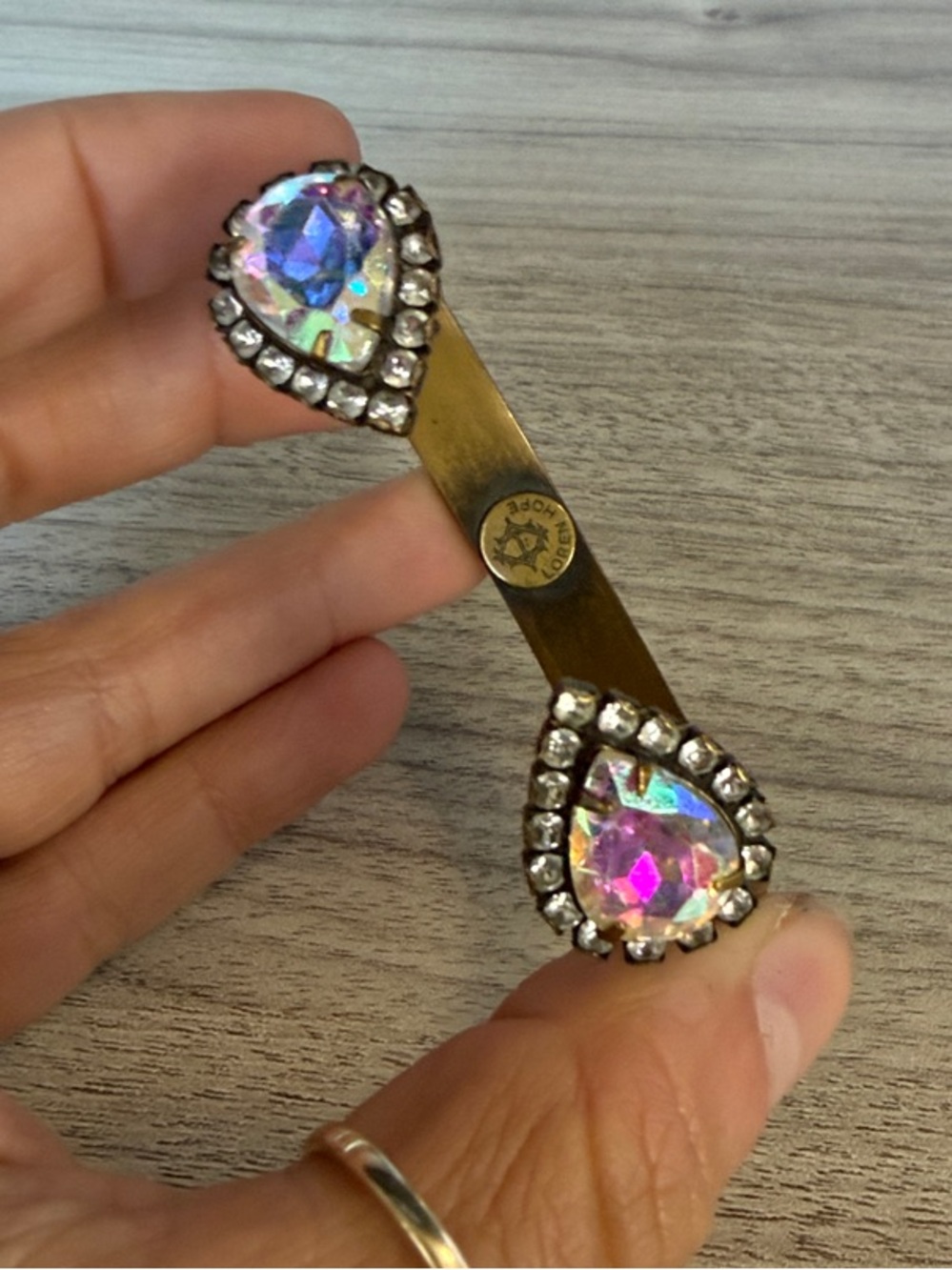 Loren Hope Aurora Teardrop Crystal Hair Clip in Iridescent Pink/Purple/Blue